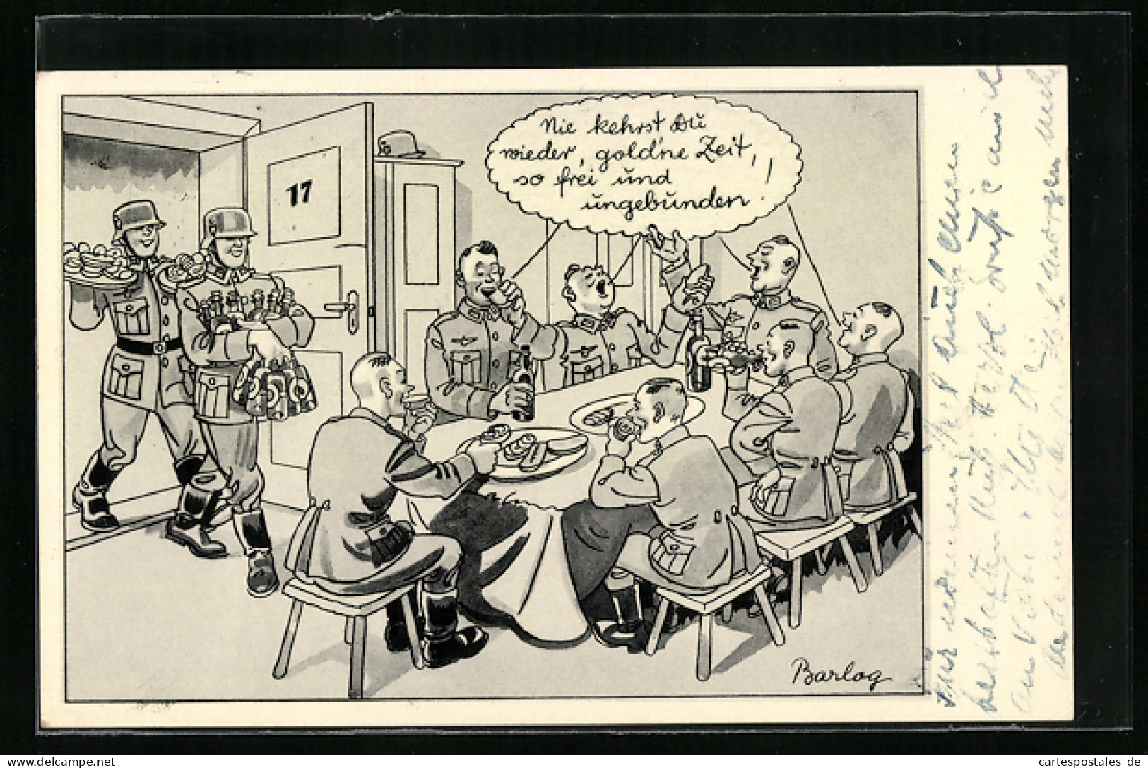 Künstler-AK Ferdinand Barlog: Soldaten Beim Essen Am Tisch  - Sonstige & Ohne Zuordnung