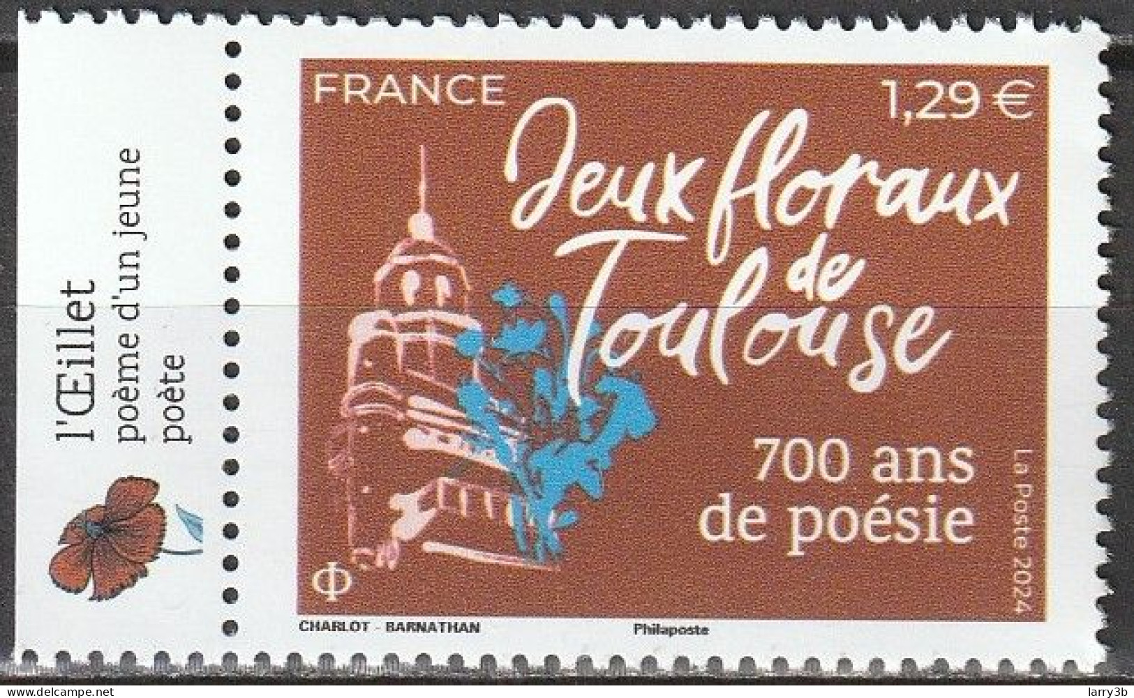 2024 - Y/T 5xxx - "JEUX FLORAUX DE TOULOUSE – 700 ANS DE POÉSIE" - BDF ISSU FEUILLET 1,29 € - NEUF ** MNH - Ungebraucht