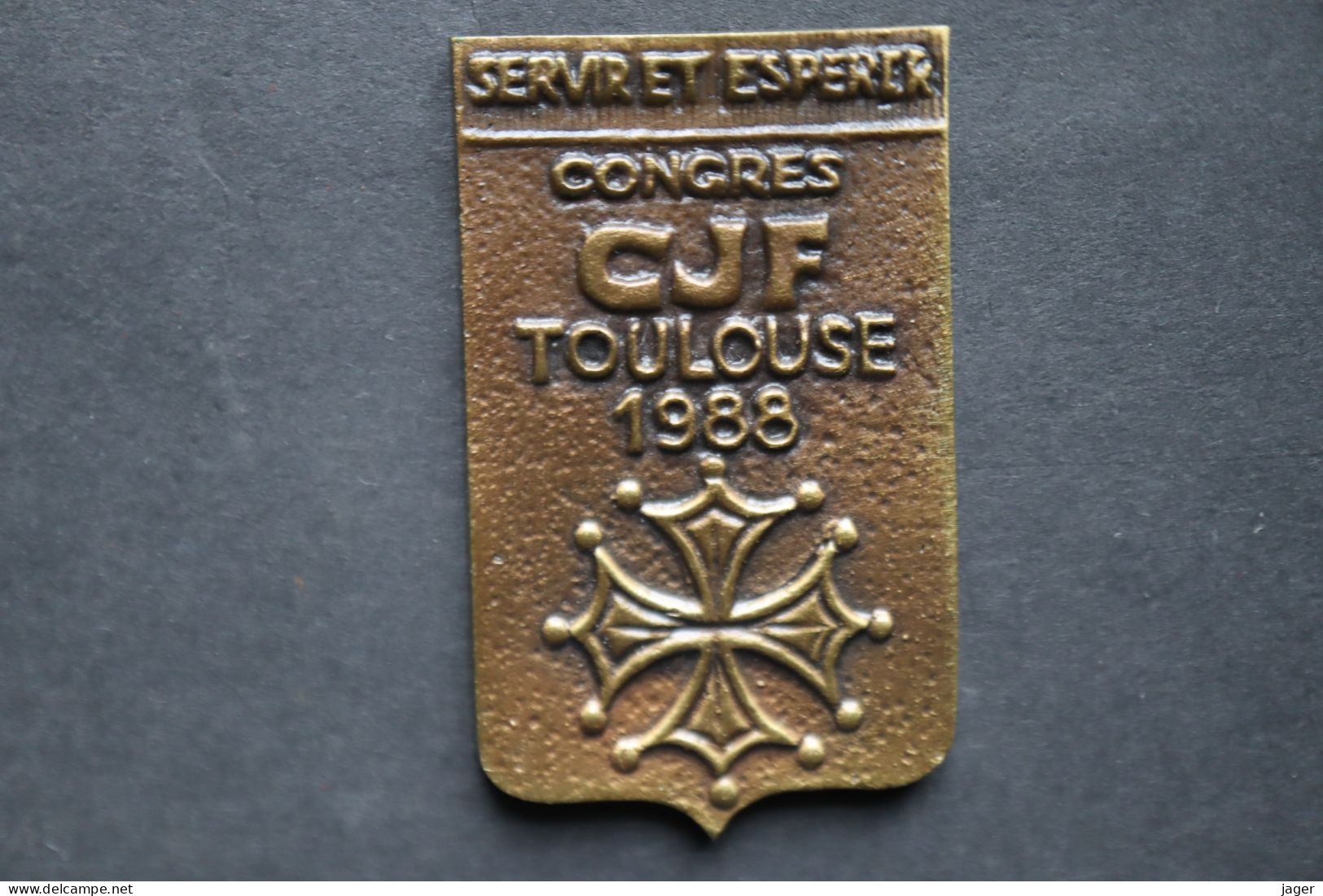 Plaque En Bronze CJF Pyrenees Gascogne Servir Et Espérer Chantier De Jeunesse - 1939-45