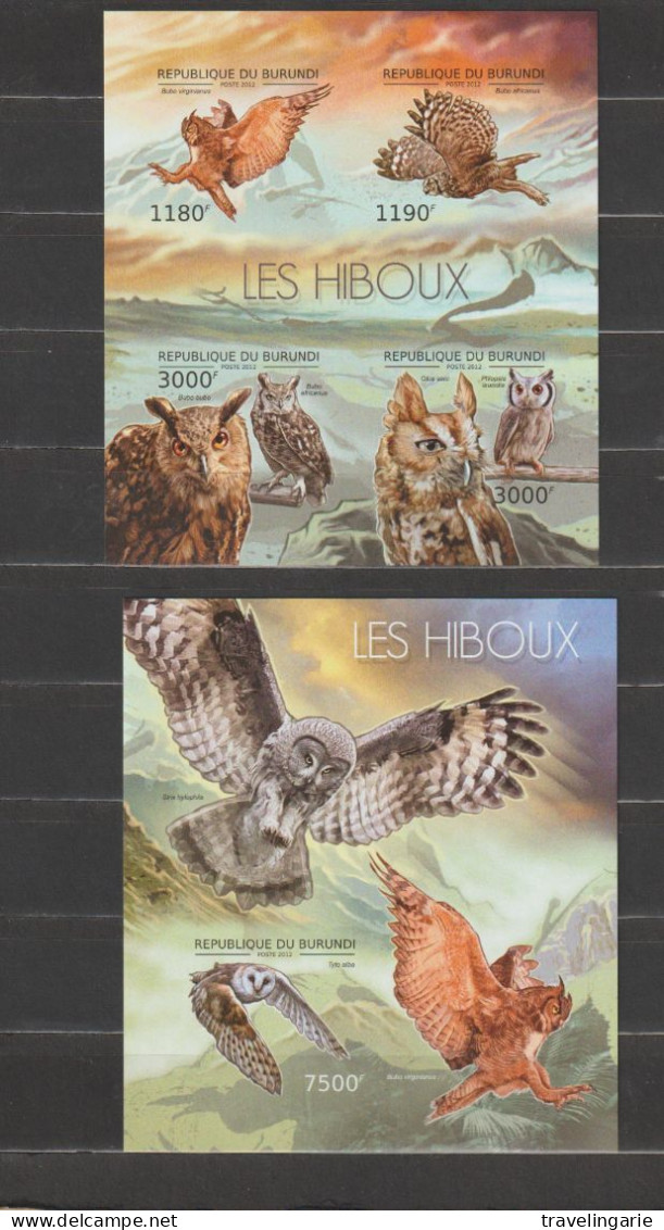 Burundi 2012 Owls / Hiboux S/S Impeforate/ND MNH/ ** - Blocks & Sheetlets