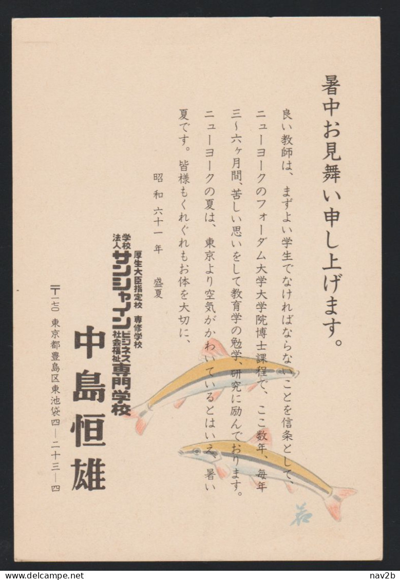 Entier Carte Postale Oblitérée Toshima 1986 - Postkaarten