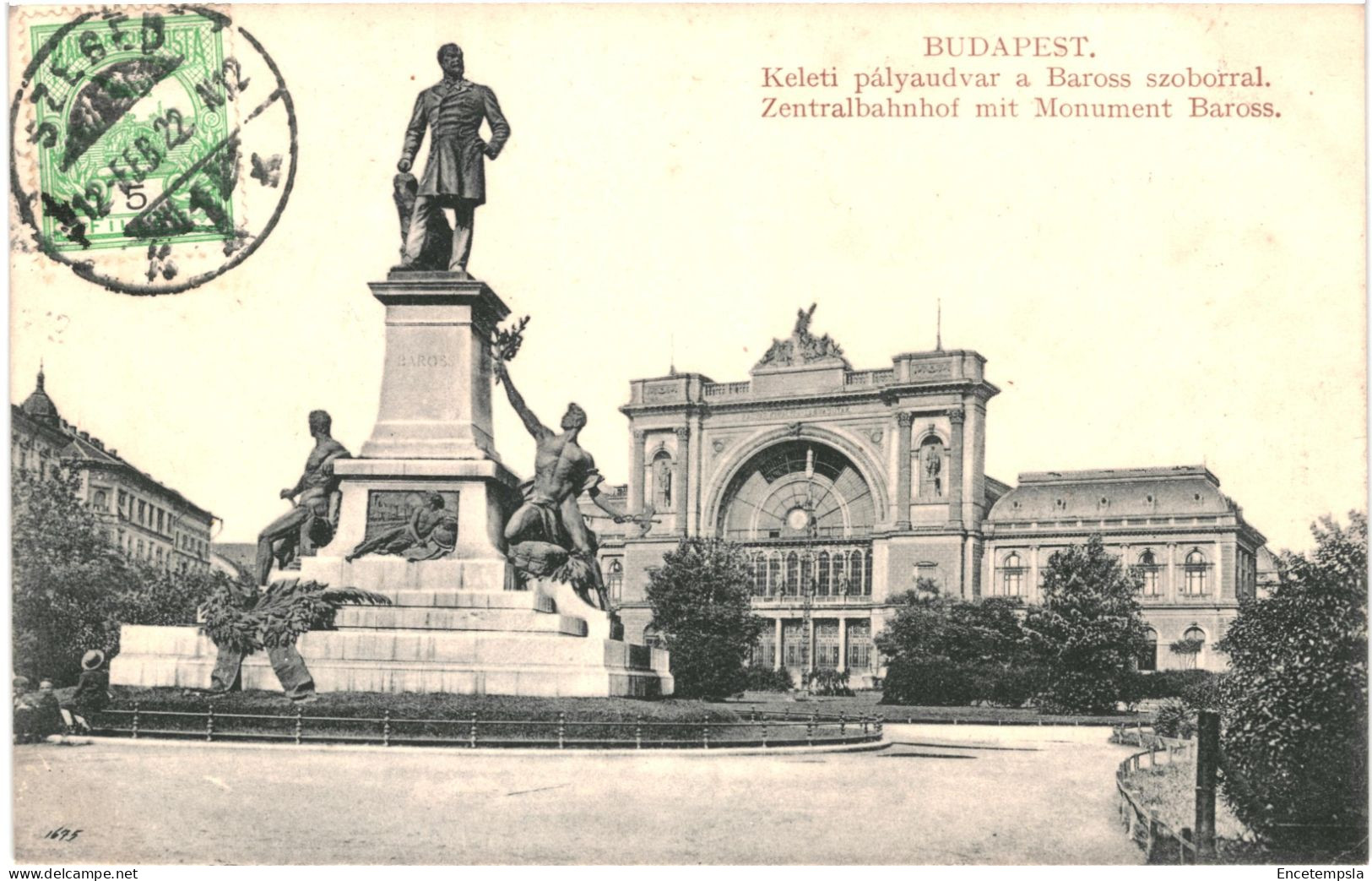 CPA Carte Postale Hongrie Budapest Keleti Palyaudvar A Baross Szoborral 1912 VM80828ok - Hungary