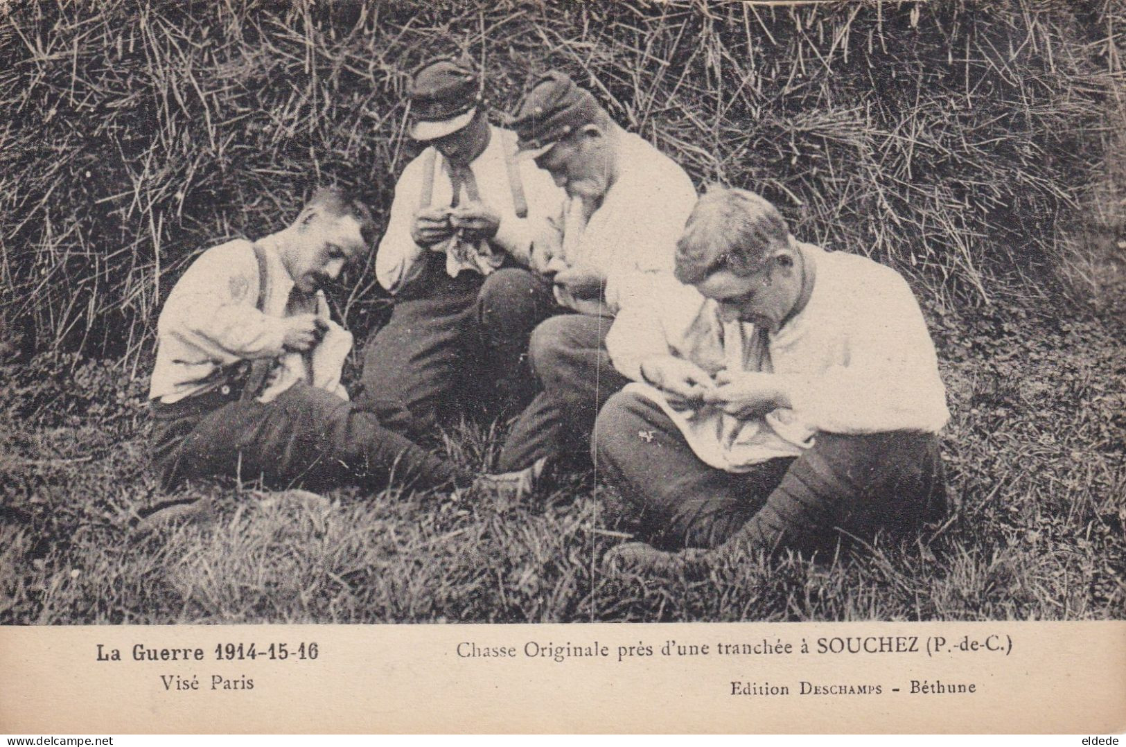Chasse Aux Poux , Vermine , Poilus Guerre 1914 Lice Hunting - Insectes