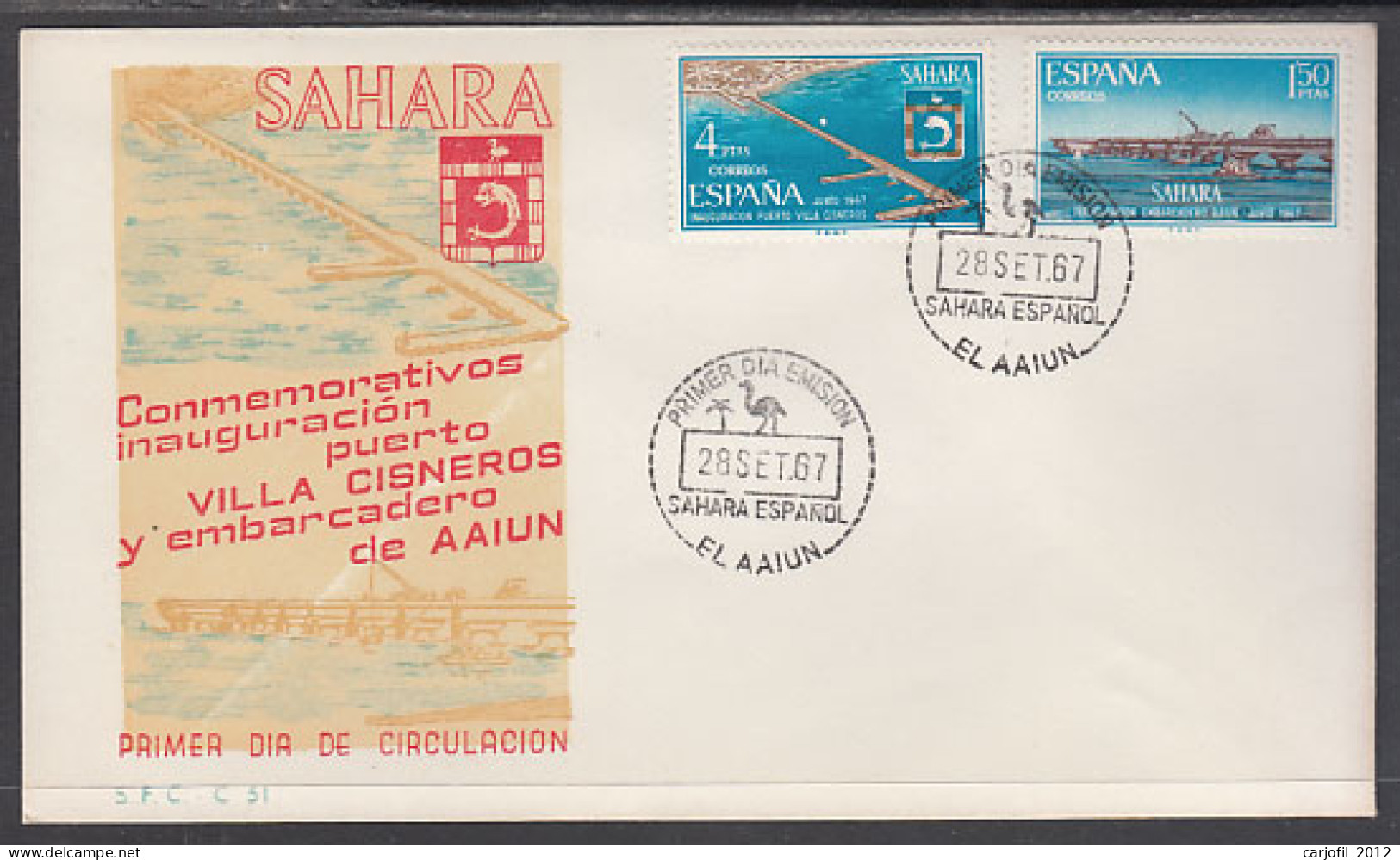 Sahara Sobres 1º Día 1967 Edifil 260/1 - Spanish Sahara