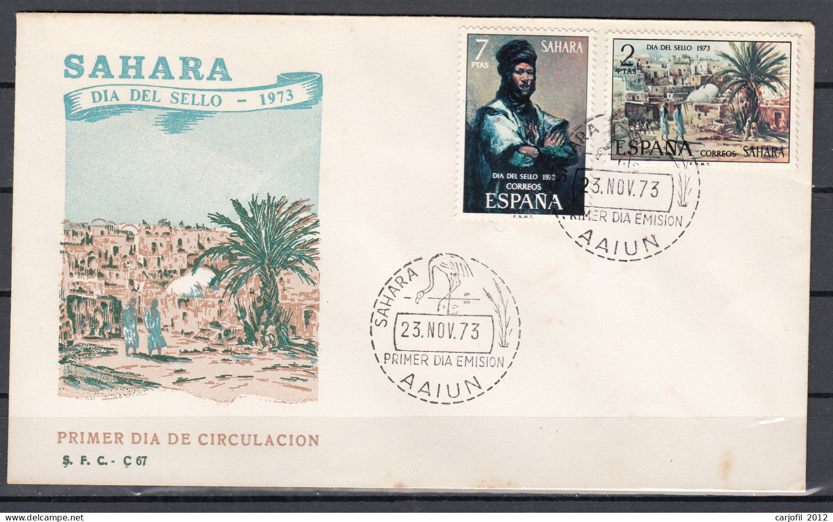 Sahara Sobres 1º Día 1973 Edifil 312/13 - Sahara Espagnol