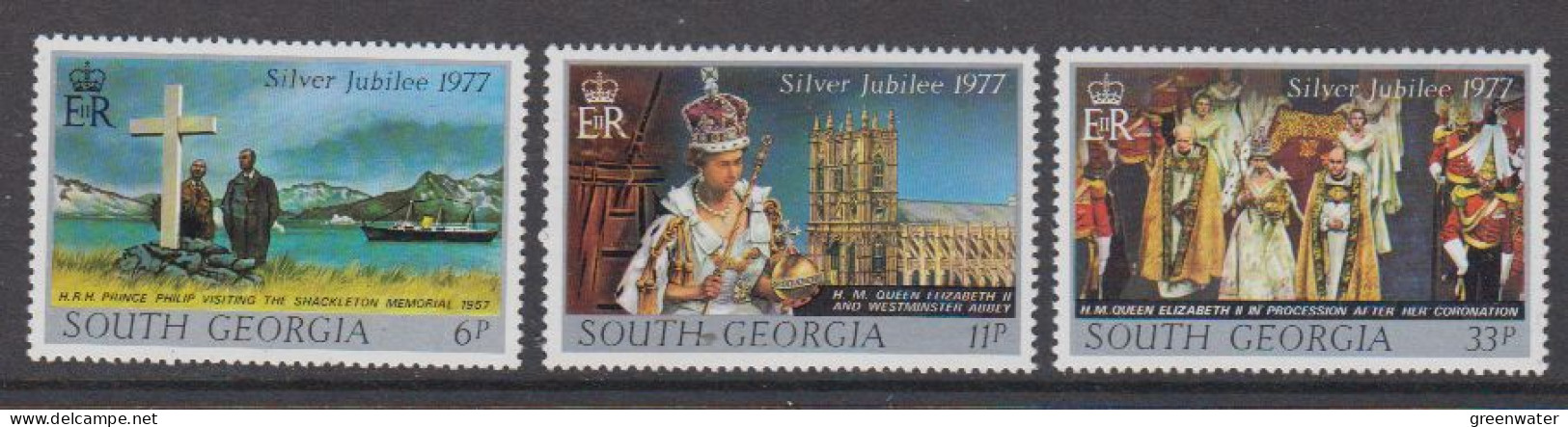 South Georgia 1977 Silver Jubilee Of Queen Elizabeth II 3v  ** Mnh (59822A) - Südgeorgien