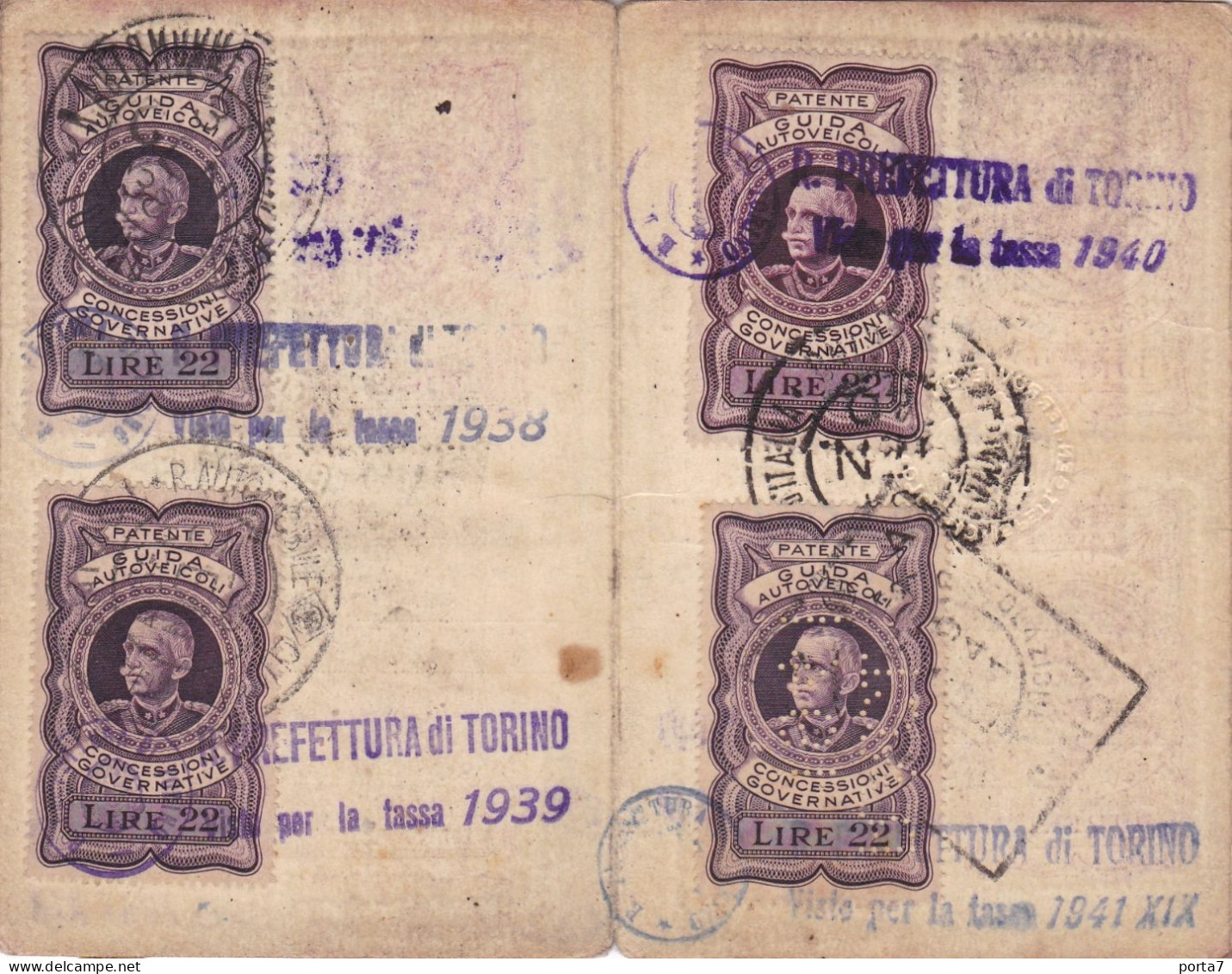 PATENTE  DI GUIDA - PERMIS DE CONDUIRE - TORINO - ANNO 1932 - TIMBRI - BOLLI - Non Classés
