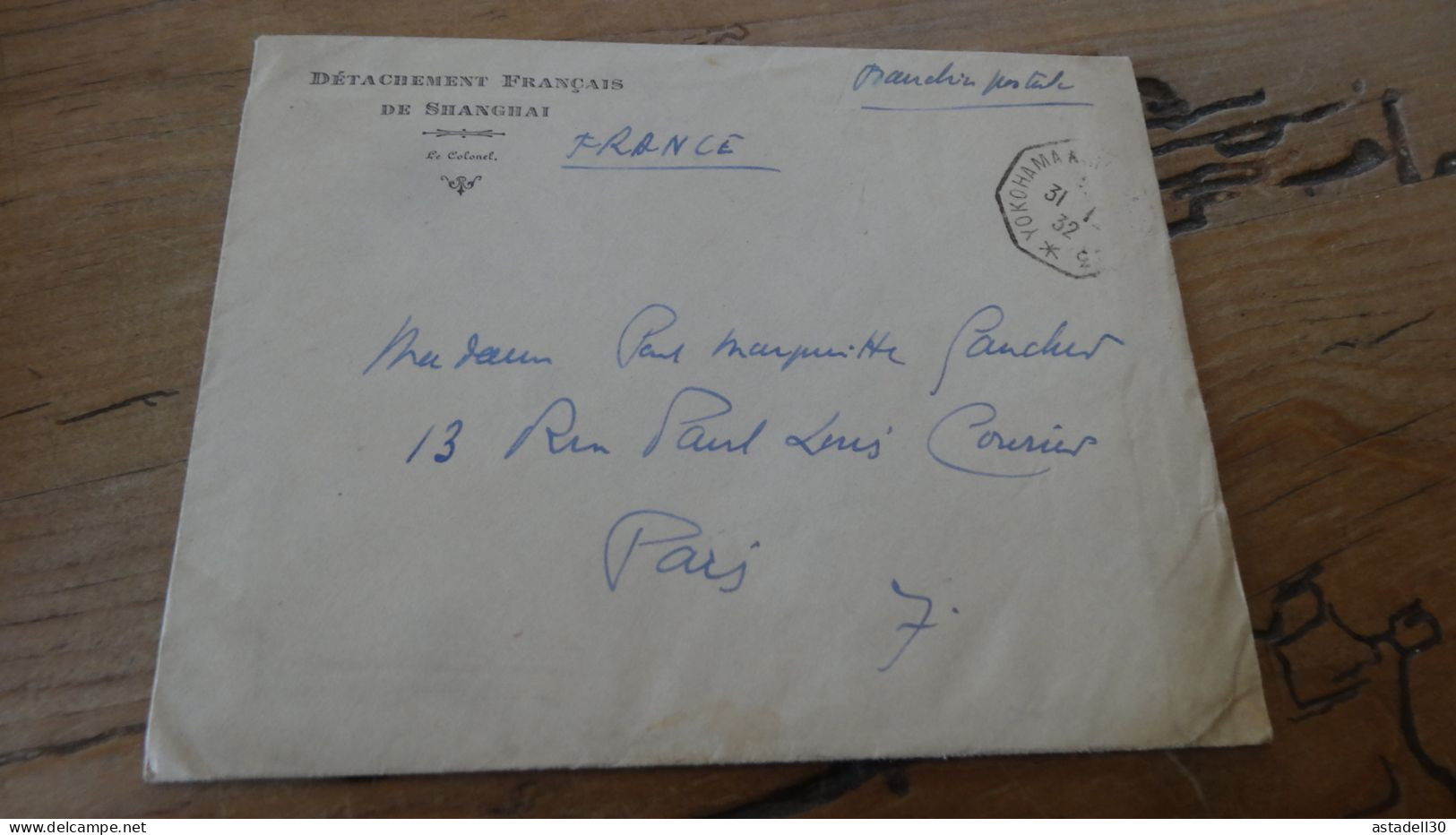 Enveloppe DETACHEMENT FRANCAIS DE SHANGAI - 1932  ............. BOITE1  ....... 547 - Other & Unclassified