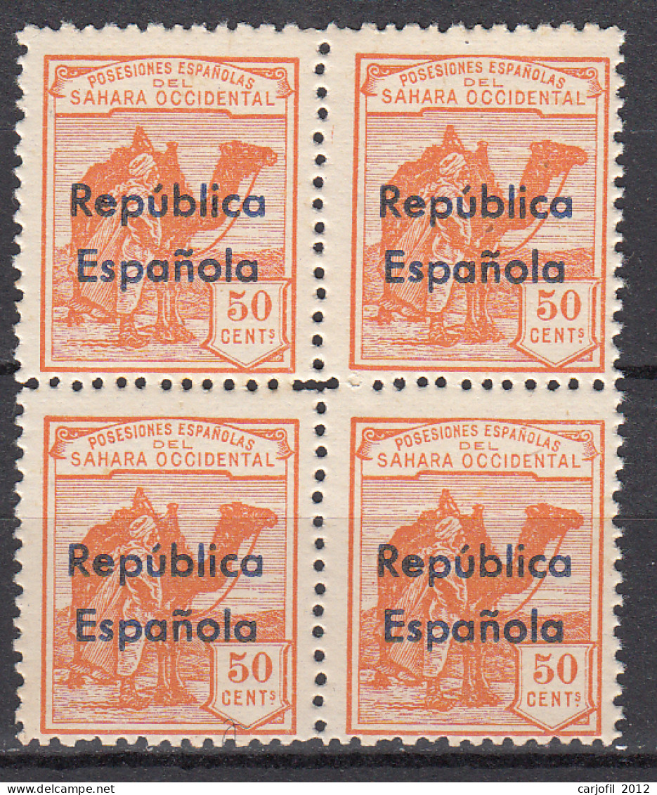 Sahara Sueltos 1932 Edifil 43B ** Mnh Bloque De 4 Sellos - Spanische Sahara