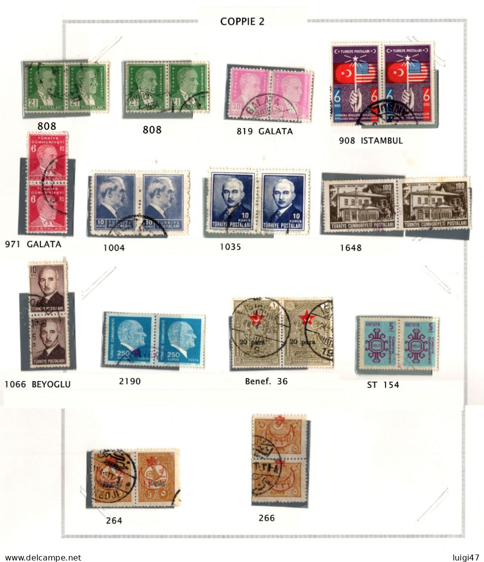 1915-1976  Eterogenea Accumulazione Di Coppie Usate Di Impero Ottomano E Turchia - Used Stamps