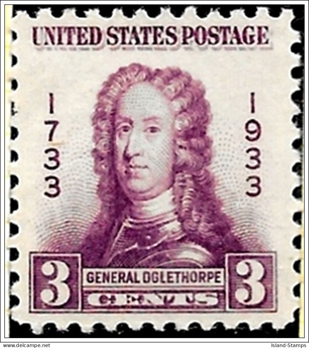 USA # 726 - 1933 3c General James Edward Ogelthorpe, Georgia Bicentennial Unmounted Mint - Unused Stamps