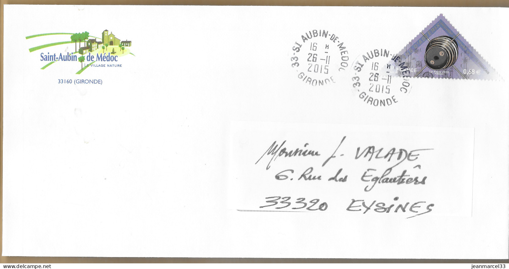 Nelle Aquitaine Satélite Astérix PJ Spécial Cachet Manuel Sans La Couronne St Aubin De Médoc 26-II 20I5 - Manual Postmarks