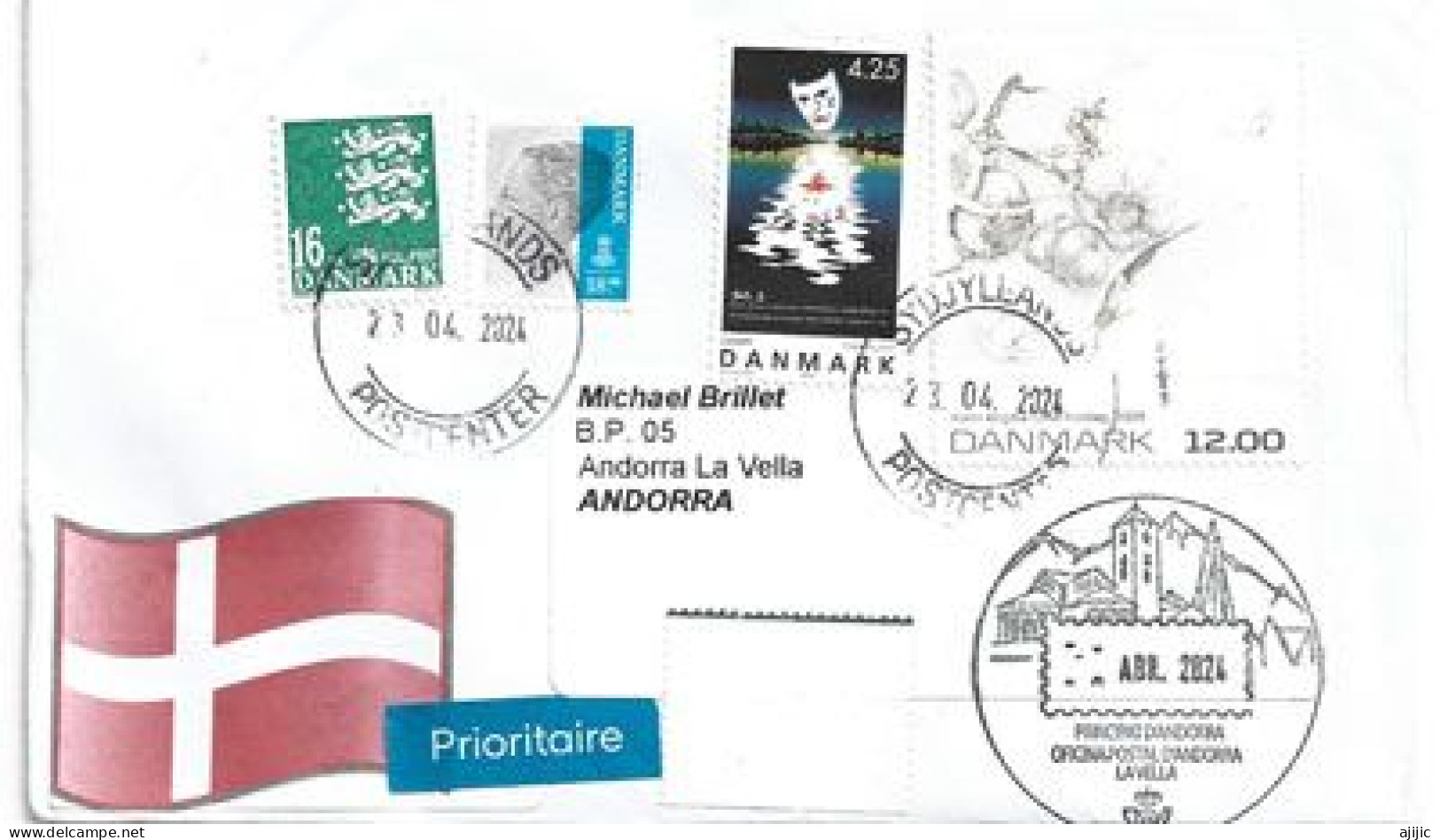 Lettre 2024 (festivals Fools), à Andorra, Avec Timbres à Date Arrivée Andorra - Briefe U. Dokumente