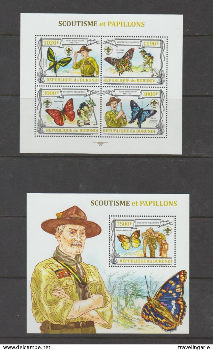 Burundi 2013 M/S Scouts And Butterflies Perforated MNH ** - Unused Stamps