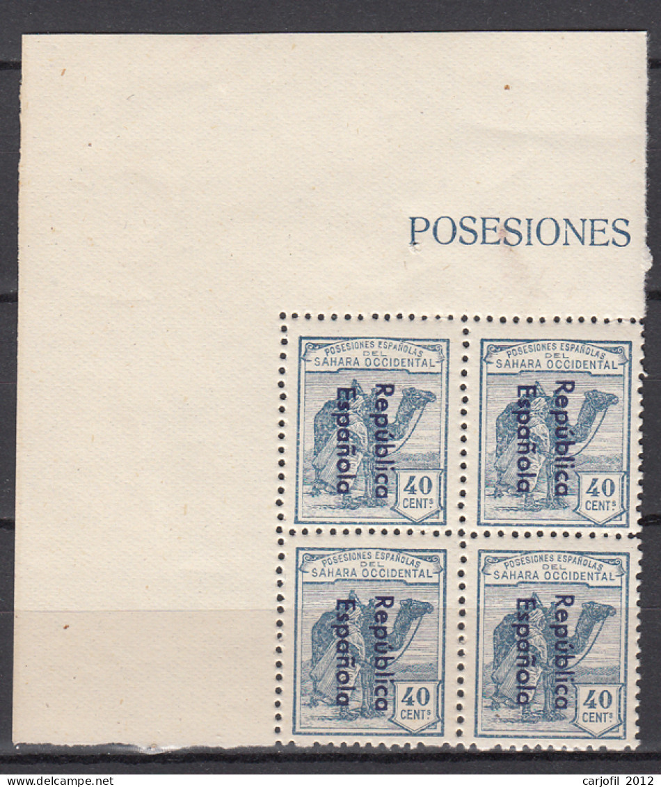 Sahara Variedades 1932 Edifil 42Ahcc ** Mnh Bloque De 4 Sellos - Spaanse Sahara