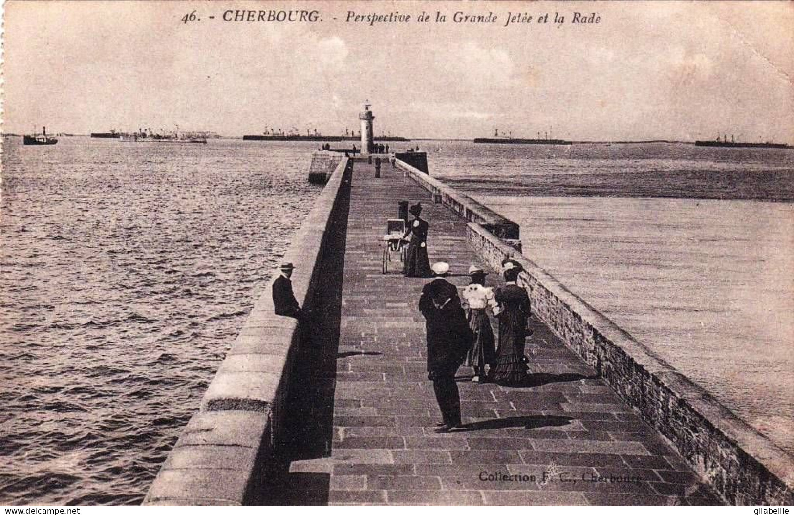 50 - Manche  -  CHERBOURG  - Perspective De La Grande Jetée Et De La Rade - Cherbourg
