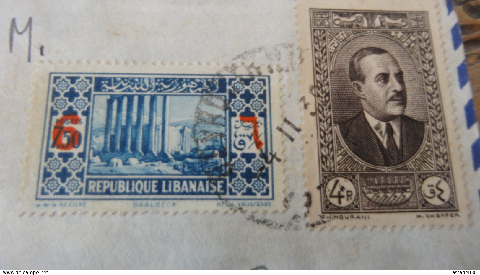 Enveloppe LIBAN,  1939, VIA AIR FRANCE  ............. BOITE1  ....... 550 - Lettres & Documents