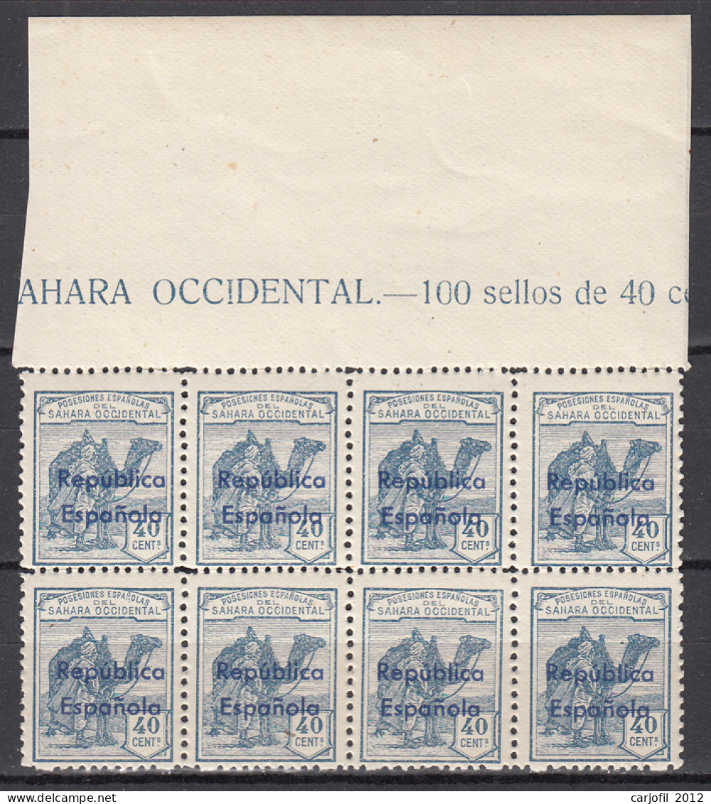 Sahara Variedades 1932 Edifil 42Bhcc ** Mnh Bonito Bloque De 8 Sellos - Sahara Espagnol