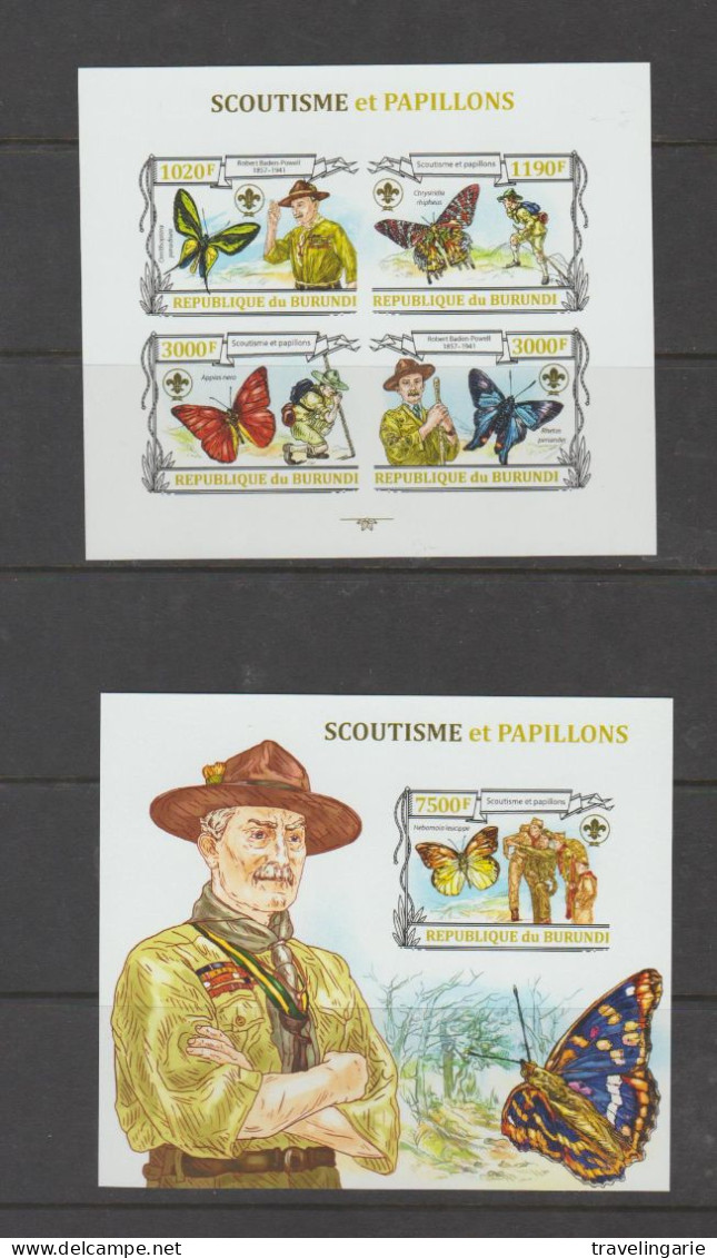 Burundi 2013 M/S Scouts And Butterflies Imperforated/ND MNH ** - Blokken & Velletjes