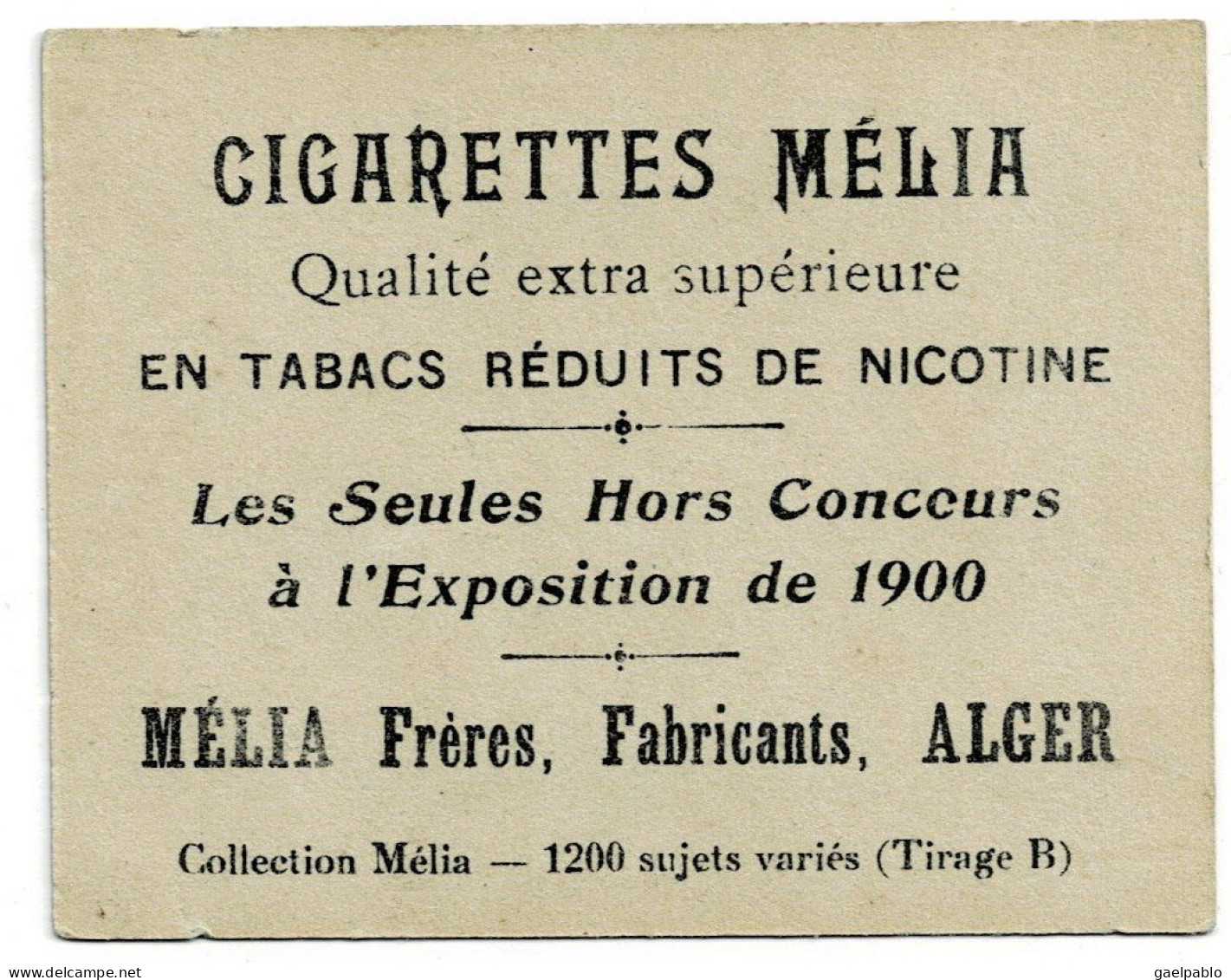 CIGARETTES MELIA -   D'ARVILLE   - Tirage B - Melia