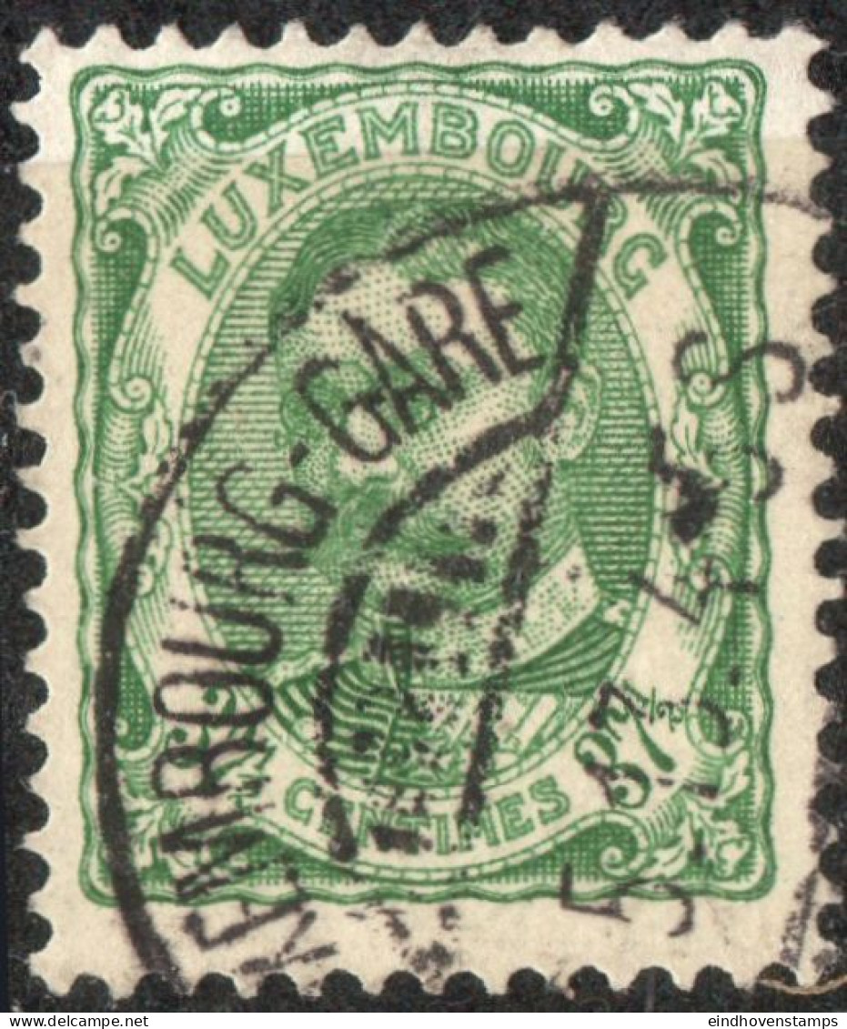 Luxemburg 1906, 37½ C Adolf Perforated 12½ Cancelled - 1906 Guillaume IV