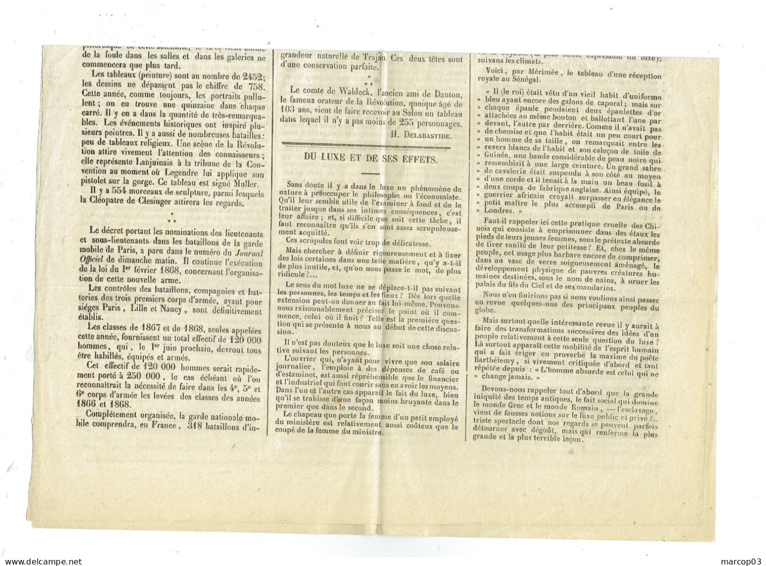 26 DROME Journal De Die Du 09/05/1869 Timbre De 2 C Violet Dentelé Journal Obl Typo Journal Complet SUP - Journaux