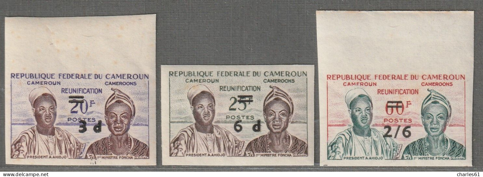 CAMEROUN - N°332/4 ** NON DENTELE (1962) Réunification - Surchargés - - Cameroun (1960-...)