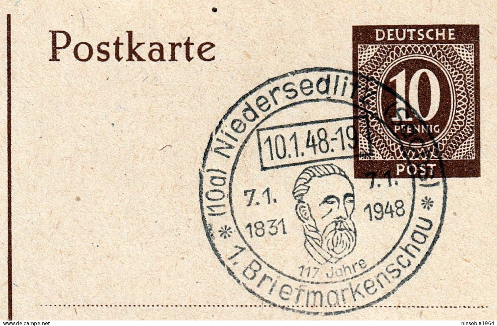 FDC 10 Pfennig Postcard With  2 Pfennig Stamp - 10/1/1948 Werner Horst Kempe Dresden P.O.Box No. 55 - Autres & Non Classés