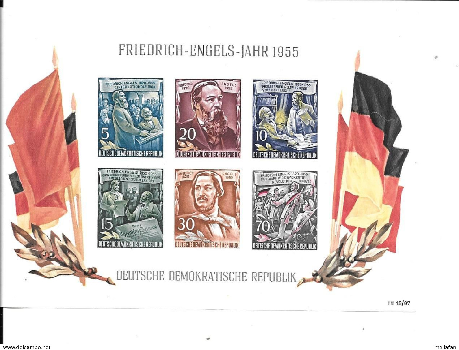 DH63 - BLOC FEUILLET DDR - FRIEDRICH ENGELS JAHR 1955 - Other & Unclassified