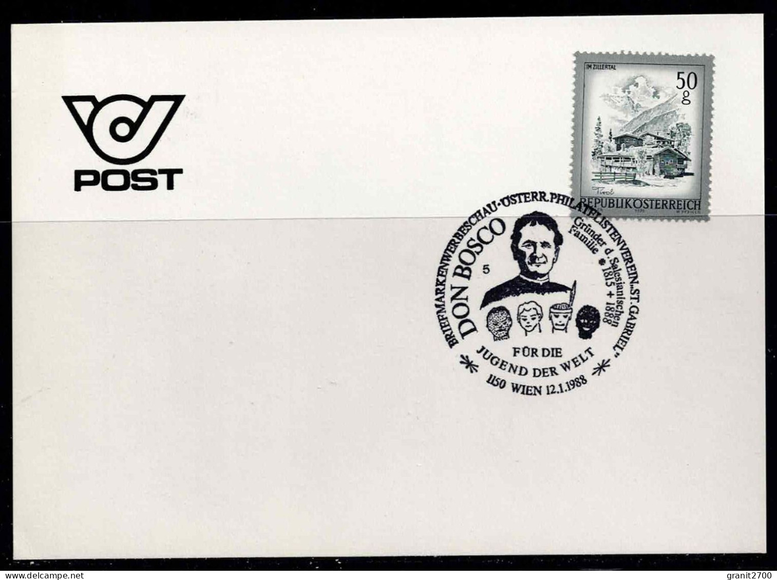 Sonderstempel Briefmarkenwerbeschau - öst. Philatelistenverein  S. Gabriel  - 1150 Wien Vom12.1.1988 - Storia Postale