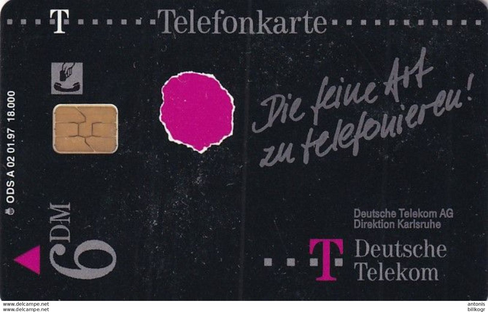 GERMANY - Direktion Karlsruhe(A 02), Tirage 18000, 01/97, Mint - A + AD-Series : Werbekarten Der Dt. Telekom AG