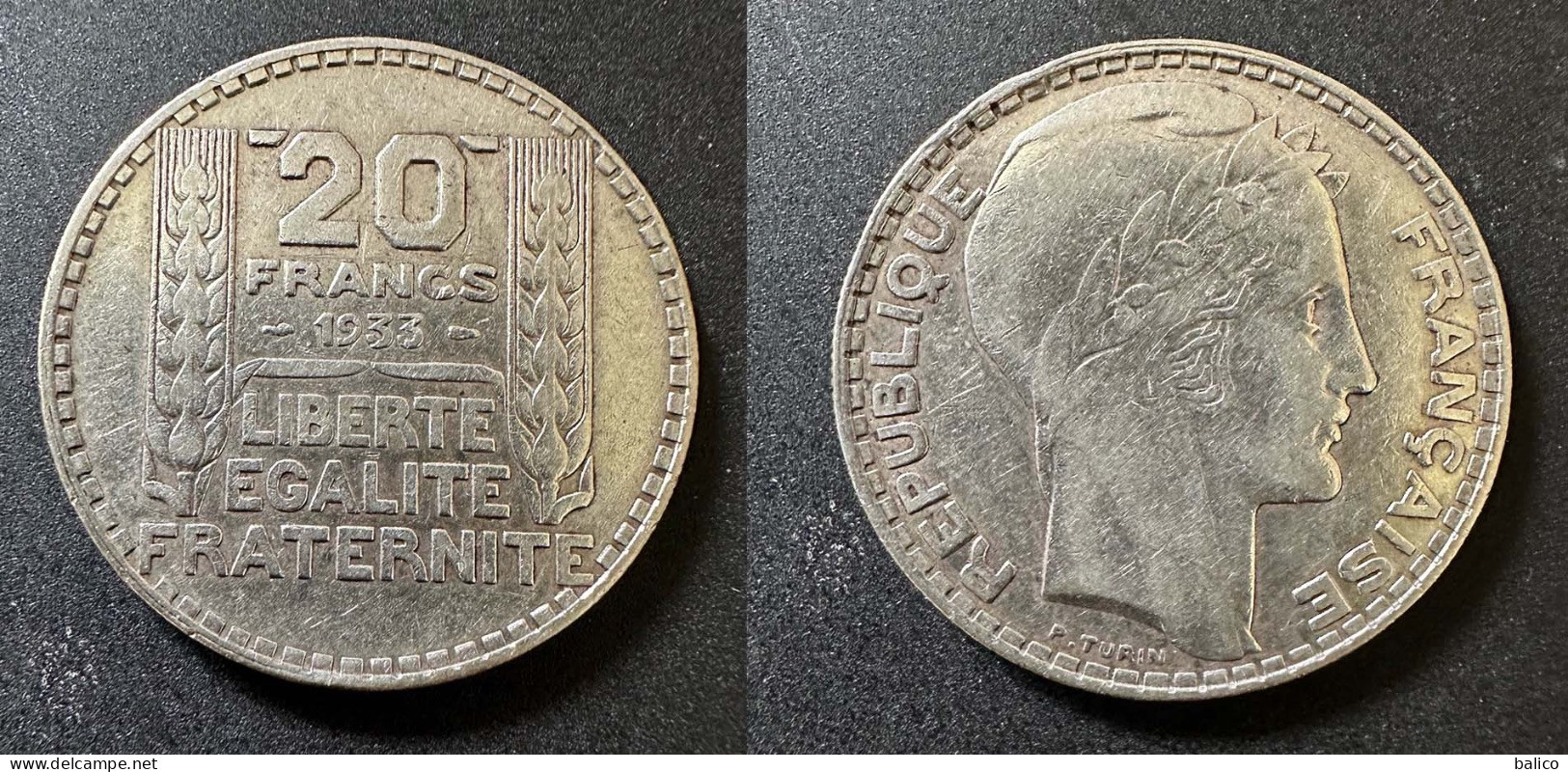 20 Francs Turin 1933 - Argent - Réf, P 01 - 20 Francs