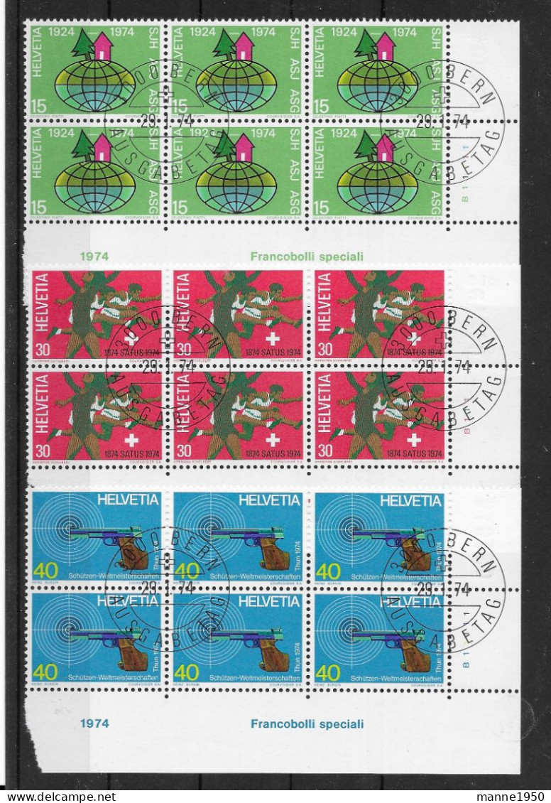 Schweiz 1974 Jahresereignisse Mi.Nr. 1017/19 Kpl. 6er Blocksatz Gestempelt - Used Stamps