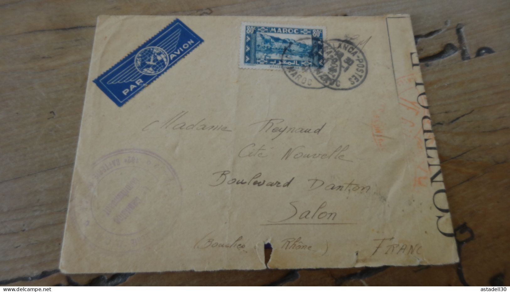 Enveloppe Par Avion, Censure, Casablanca 1941   ............. BOITE1  ....... 554 - Covers & Documents