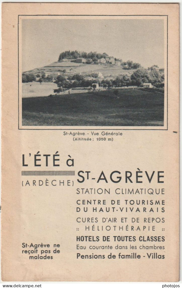 Dépliant Touristique Saint Agrève (07)  Et Vivarais Texte, Photos, Cartes 4 Volets Recto Verso  1950 Par SI - Dépliants Touristiques