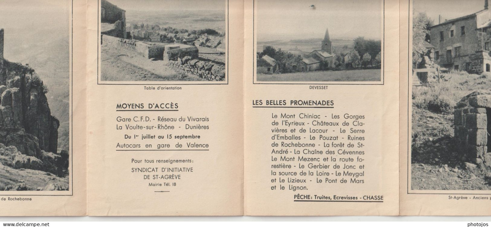 Dépliant Touristique Saint Agrève (07)  Et Vivarais Texte, Photos, Cartes 4 Volets Recto Verso  1950 Par SI - Tourism Brochures