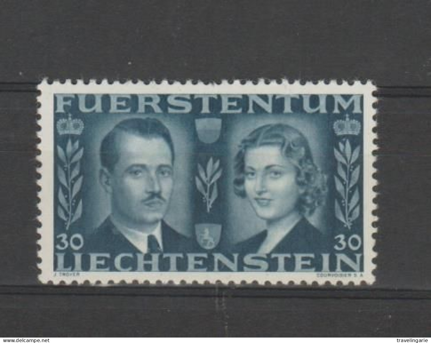 Liechtenstein 1943 Wedding Of The Prince-Regent 30R ** MNH - Unused Stamps