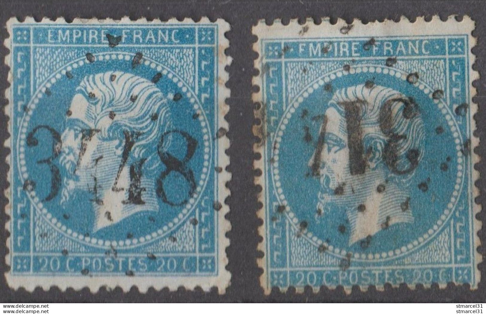 2 BELLES VAR Sur N°22, CHIGNON Et FMPIRE TBE - 1862 Napoléon III.