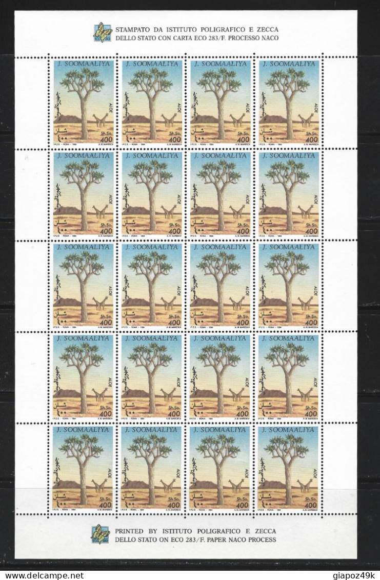 ● SOMALIA 1994 ֍ FORESTE ֍ Alberi ● N. 482 / 486 ** ● 5 Fogli Di 20 Esemplari ● Cat. 160 € Al 5% ● XX ● - Somalie (1960-...)