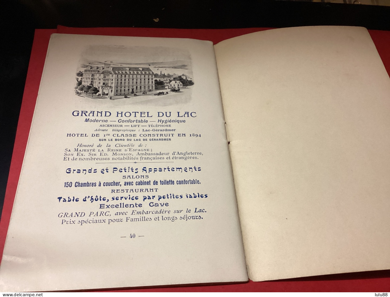 GERARDMER. Guide du. Touriste Année 1904. 42 pages
