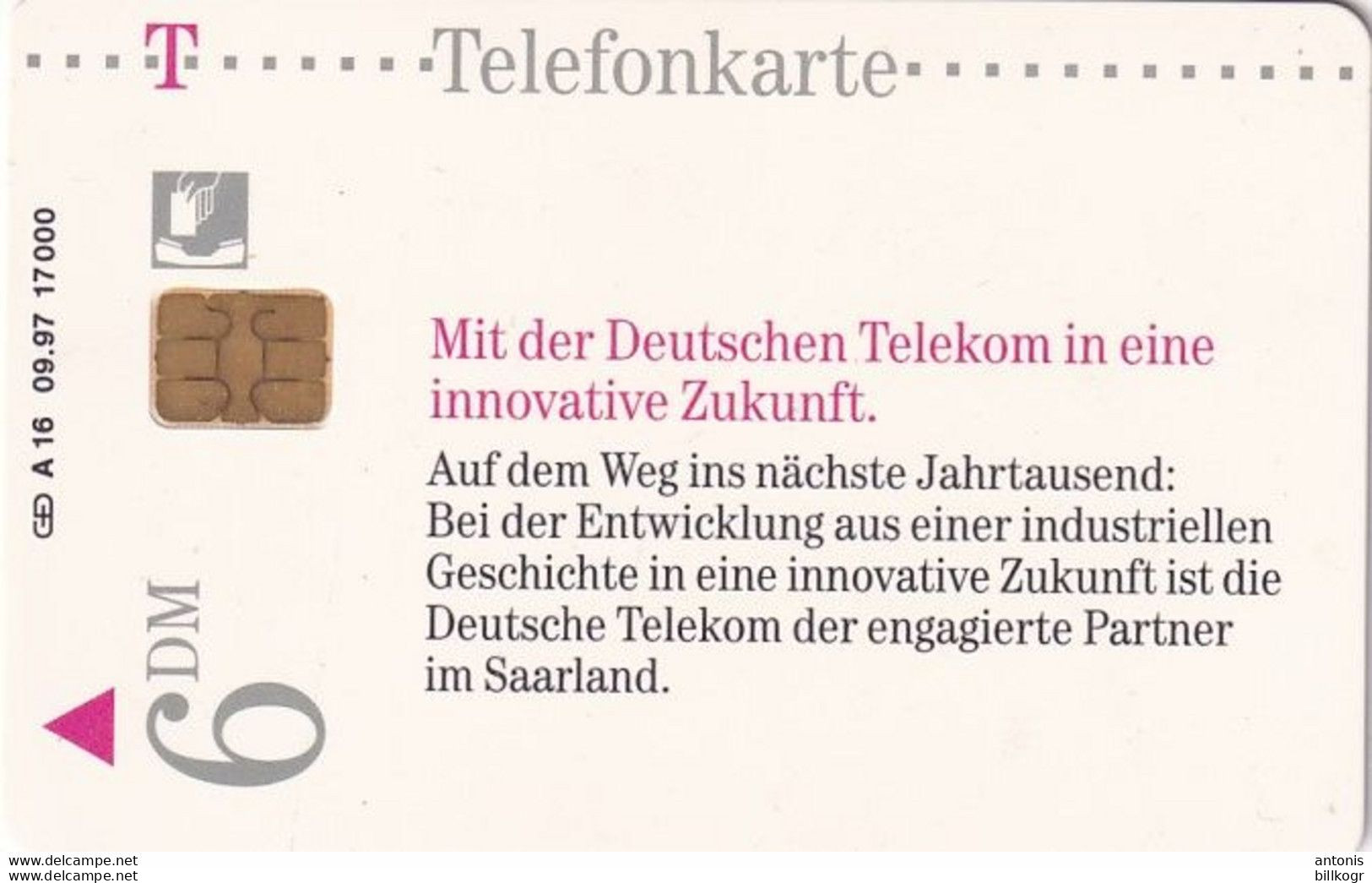 GERMANY(chip) - Innovativ Im Saarland(A 16), Tirage 17000, 09/97, Mint - A + AD-Series : D. Telekom AG Advertisement