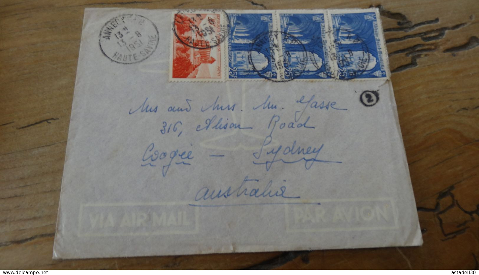 Enveloppe Avec Courrier Par AVION Pour L' AUSTRALIE 1951   ............. BOITE1  ....... 558 - 1921-1960: Période Moderne