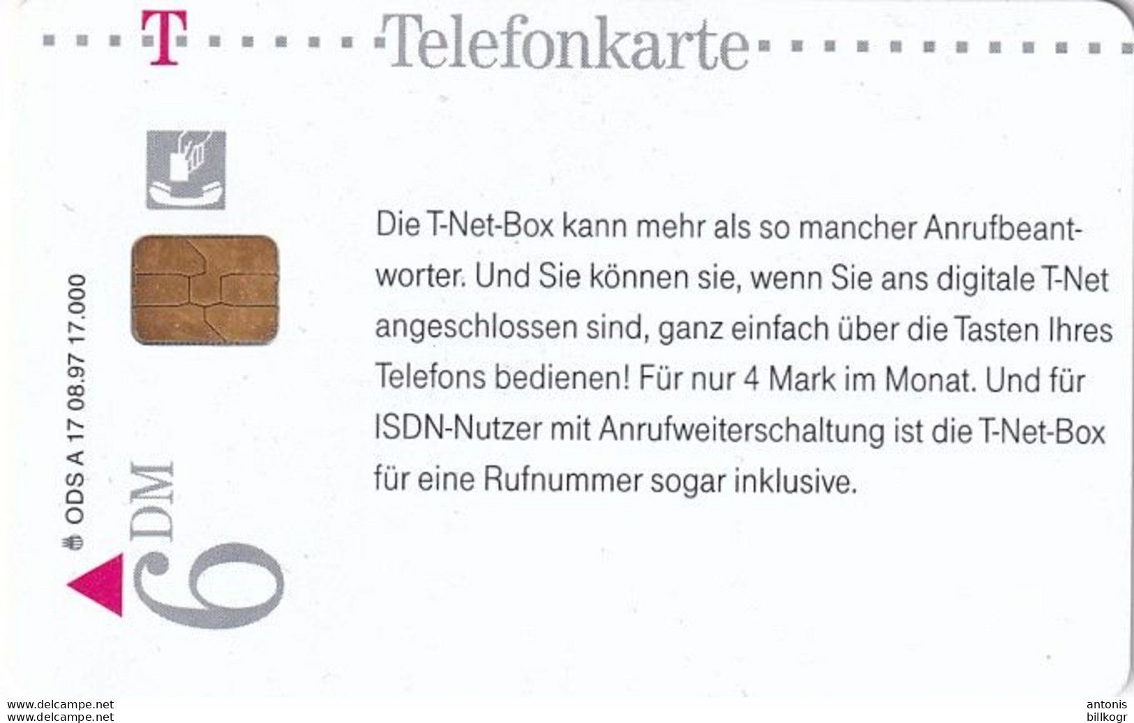GERMANY(chip) - T-Net-Box(A 17), Tirage 17000, 08/97, Mint - A + AD-Series : D. Telekom AG Advertisement
