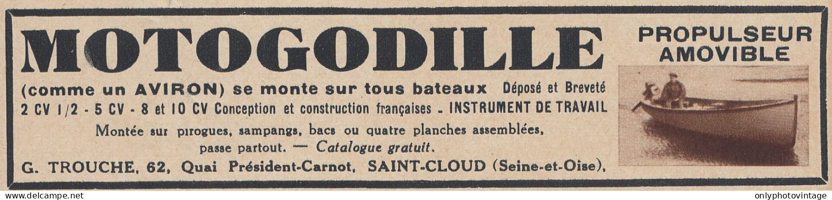 MOTOGODILLE Propulseur Amovible - 1936 Vintage Advertising - Pubblicit�  - Reclame