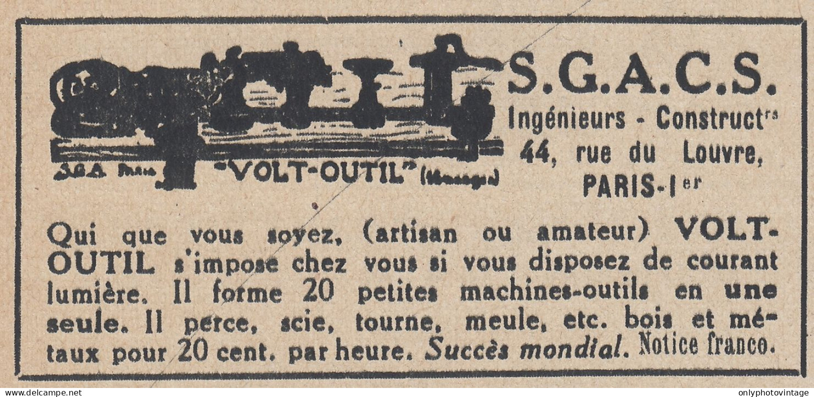 S.G.A.C.S. - Volt-Outil - 1936 Vintage Advertising - Pubblicit� Epoca - Werbung