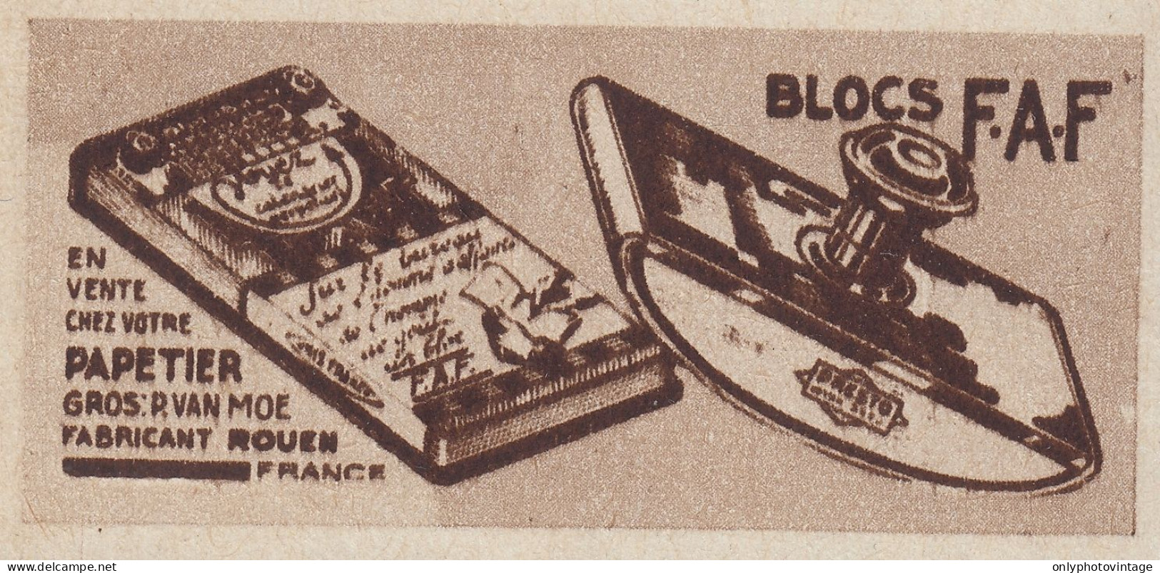 Papetier - Blocs F.A.F. - 1936 Vintage Advertising - Pubblicit� Epoca - Werbung