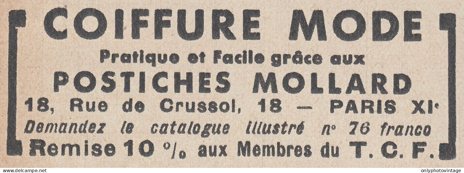 Coiffure Mode - Postiches Mollard - 1936 Vintage Advertising - Pubblicit� - Werbung