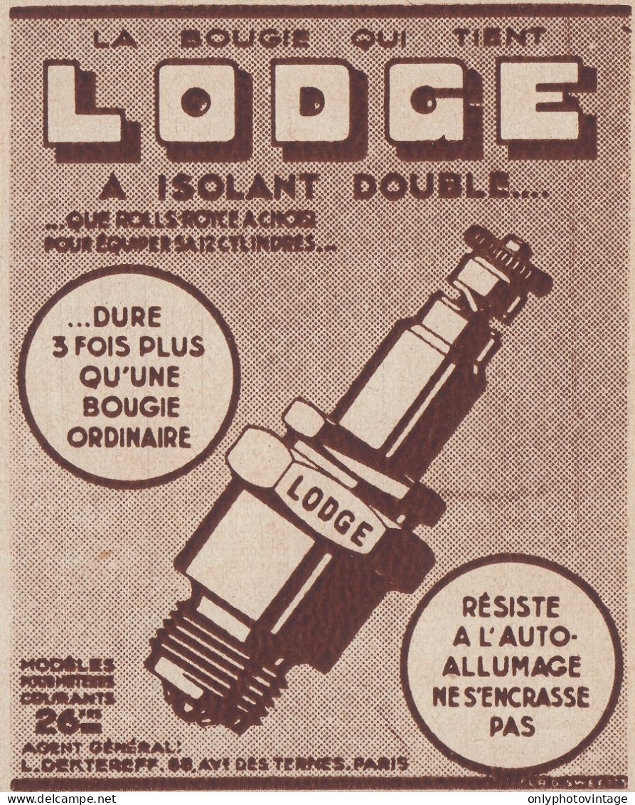 Bougie LODGE - 1936 Vintage Advertising - Pubblicit� Epoca - Werbung