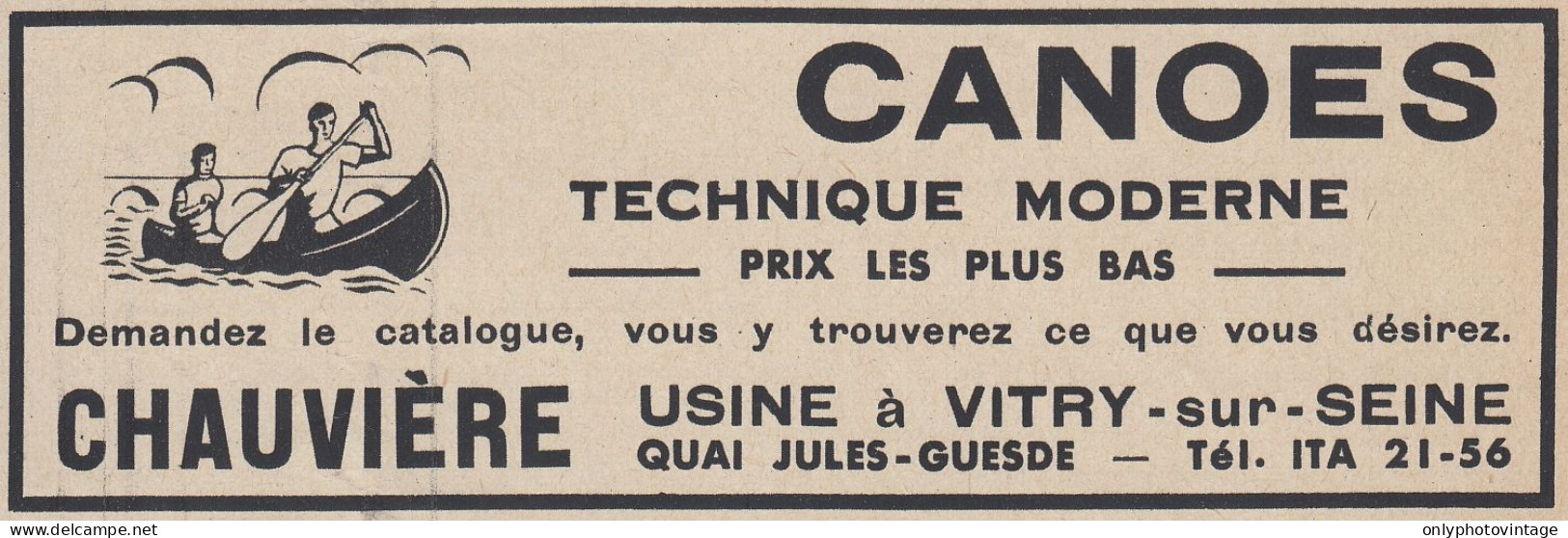 Canoes CHAUVIERE - 1938 Vintage Advertising - Pubblicit� Epoca - Werbung