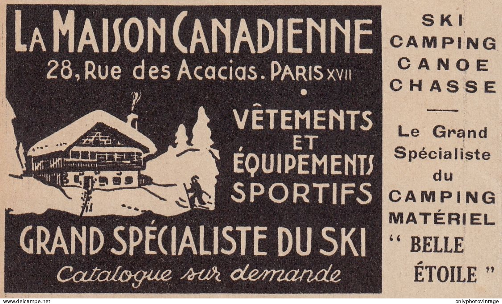 La Maison Canadienne Vetements Sportifs - 1938 Vintage Advertising - Publicidad